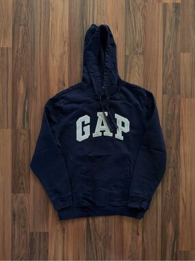 GAP Navy Pullover Hoodie with Grey Logo